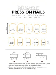 Transform Your Nails With 24pcs Short Square Rhinestone Decor Full Cover Fake Nail Set Press On Nails Nail Supplies - Luxe Ladies Moda