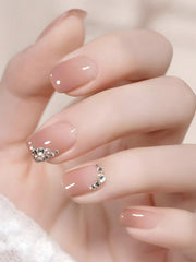 Transform Your Nails With 24pcs Short Square Rhinestone Decor Full Cover Fake Nail Set Press On Nails Nail Supplies - Luxe Ladies Moda