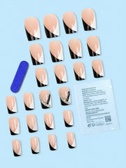 Transform Your Nails With 24pcs Short Square Rhinestone Decor Full Cover Fake Nail Set Press On Nails Nail Supplies - Luxe Ladies Moda