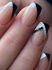 Transform Your Nails With 24pcs Short Square Rhinestone Decor Full Cover Fake Nail Set Press On Nails Nail Supplies - Luxe Ladies Moda