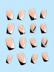 Transform Your Nails With 24pcs Short Square Rhinestone Decor Full Cover Fake Nail Set Press On Nails Nail Supplies - Luxe Ladies Moda