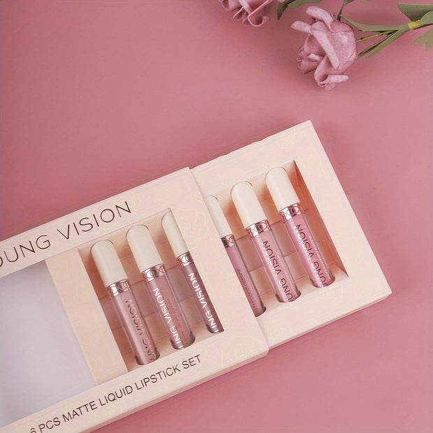Matte Nude Liquid Lipstick Set – Long-Lasting, Waterproof Pink & Brown Lipstick Bundle for Women - Luxe Ladies Moda