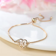 1 Pc Bohemian Style Golden Alphabet Heart Bracelet With Rose Detail, Adjustable Bangle, Love Heart Initial Charm, Valentine's Day Gift Jewelry - Luxe Ladies Moda