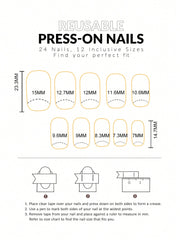 24pcs Medium Square Cow Spot French Tip Press-On Nails – Full Cover False Nail Set - Luxe Ladies Moda