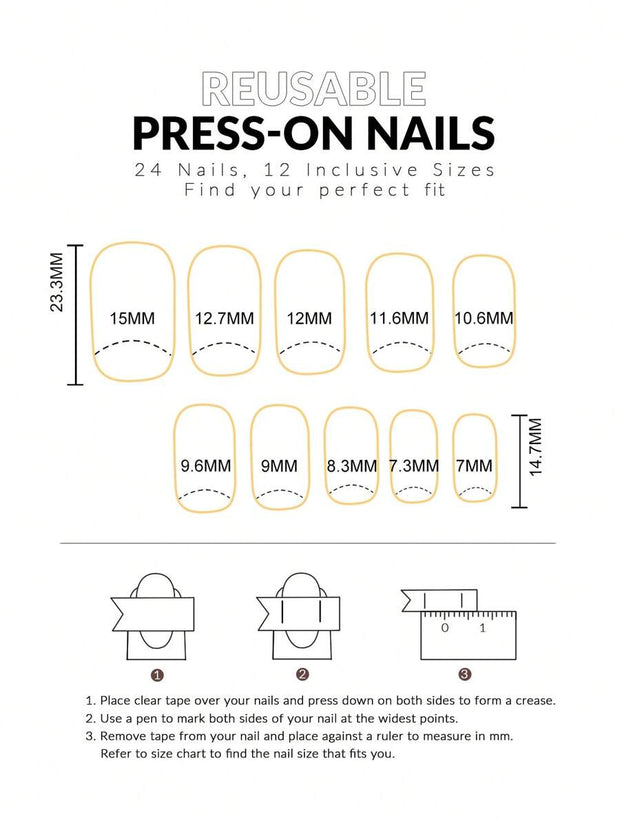24pcs Medium Square Cow Spot French Tip Press-On Nails – Full Cover False Nail Set - Luxe Ladies Moda