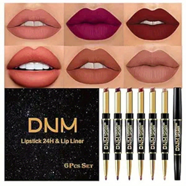 6Pcs Chestnut Nude Brown Lip Liner and Lipstick Set Kit for Women Matte Lips Kit with Lip Liner Lip Stains Long Lasting Waterproof 24 Hour Lipstick and Lip Liners Combo Lipliners Pencil Set - Luxe Ladies Moda