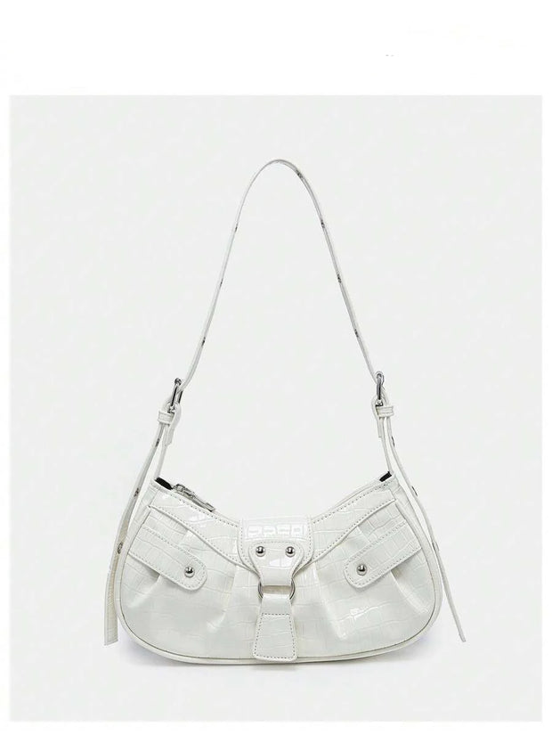 Vintage Music Festival Rivet Decor Crossbody Bag – Pleated Flap Shoulder Bag for Women - Luxe Ladies Moda