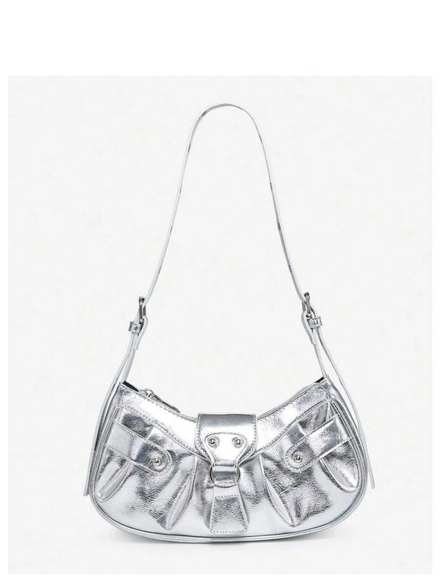 Vintage Music Festival Rivet Decor Crossbody Bag – Pleated Flap Shoulder Bag for Women - Luxe Ladies Moda