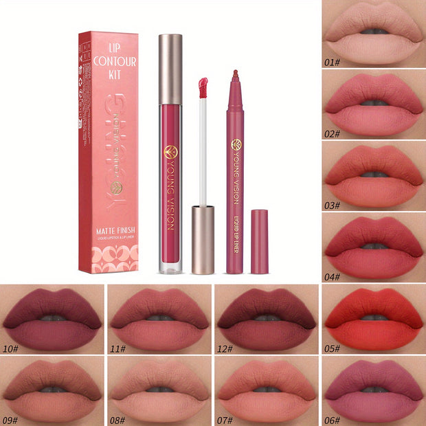 Lipstick and Lip Liner Set - Long-Lasting Color for Full, Defined Lips - Smooth Application - Essential Beauty Kit for Everyday & Special Occasions! - Luxe Ladies Moda