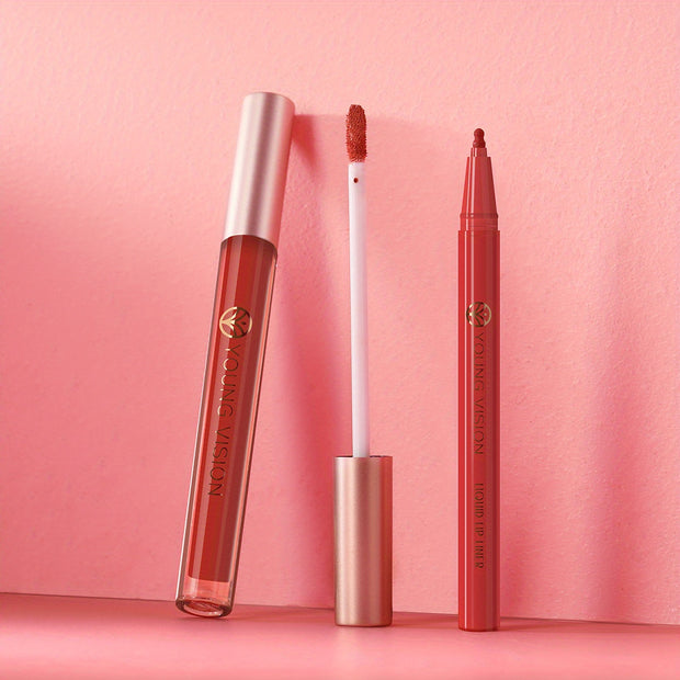 Lipstick and Lip Liner Set - Long-Lasting Color for Full, Defined Lips - Smooth Application - Essential Beauty Kit for Everyday & Special Occasions! - Luxe Ladies Moda