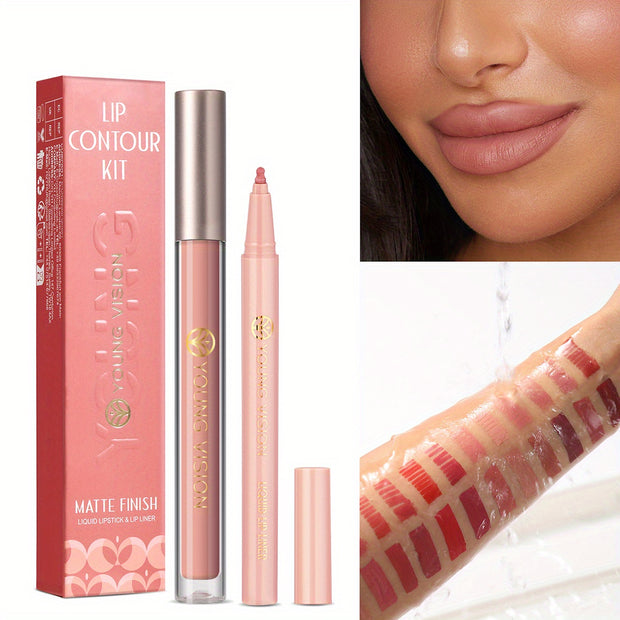Lipstick and Lip Liner Set - Long-Lasting Color for Full, Defined Lips - Smooth Application - Essential Beauty Kit for Everyday & Special Occasions! - Luxe Ladies Moda