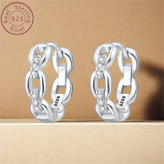 Genuine 925 Sterling Silver Hollow Chain Earrings with Stone Inlay – Luxurious Fashion Jewelry for Women - Luxe Ladies Moda