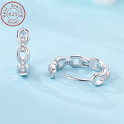 Genuine 925 Sterling Silver Hollow Chain Earrings with Stone Inlay – Luxurious Fashion Jewelry for Women - Luxe Ladies Moda