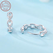 Genuine 925 Sterling Silver Hollow Chain Earrings with Stone Inlay – Luxurious Fashion Jewelry for Women - Luxe Ladies Moda