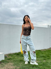 Summer Casual Women's Y2K Leopard Print Halter Crop Top - Luxe Ladies Moda