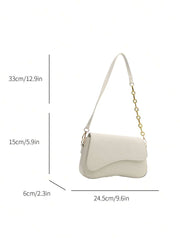 Minimalist Solid Color Shoulder Flap Bag, Classic Textured Crossbody Bag Purse For Women - Luxe Ladies Moda