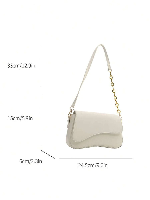 Minimalist Solid Color Shoulder Flap Bag, Classic Textured Crossbody Bag Purse For Women - Luxe Ladies Moda
