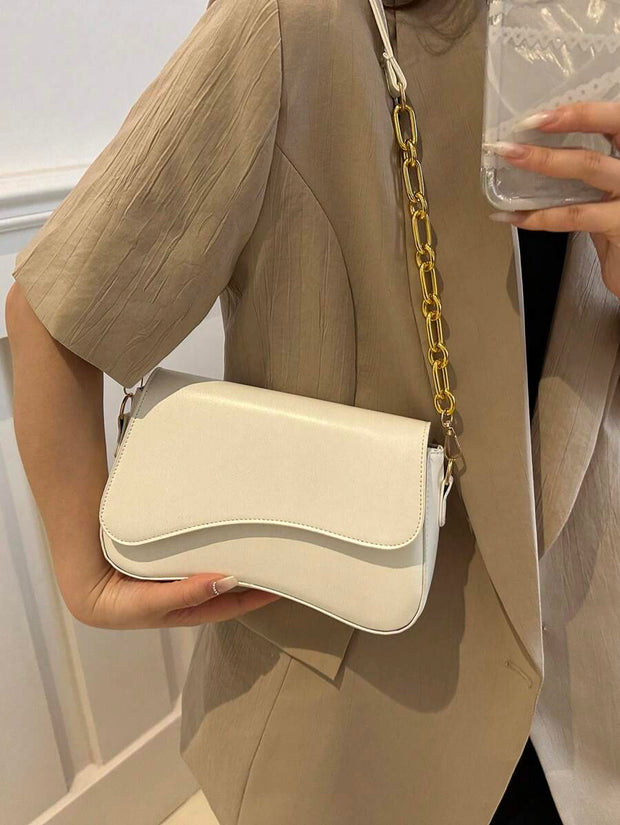 Minimalist Solid Color Shoulder Flap Bag, Classic Textured Crossbody Bag Purse For Women - Luxe Ladies Moda