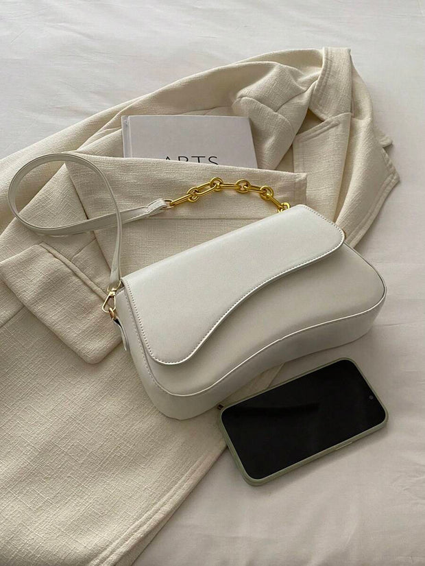 Minimalist Solid Color Shoulder Flap Bag, Classic Textured Crossbody Bag Purse For Women - Luxe Ladies Moda
