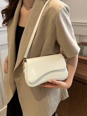 Minimalist Solid Color Shoulder Flap Bag, Classic Textured Crossbody Bag Purse For Women - Luxe Ladies Moda