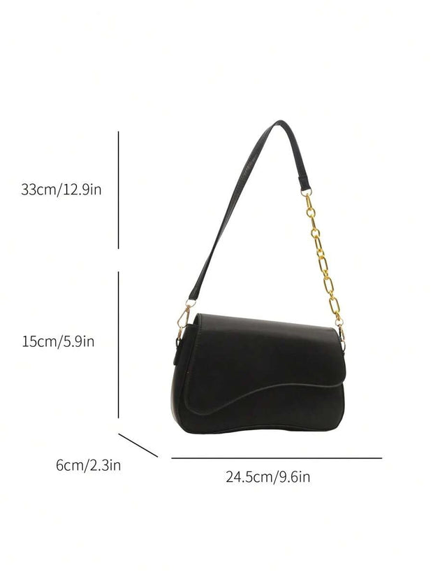 Minimalist Solid Color Shoulder Flap Bag, Classic Textured Crossbody Bag Purse For Women - Luxe Ladies Moda