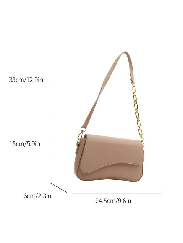 Minimalist Solid Color Shoulder Flap Bag, Classic Textured Crossbody Bag Purse For Women - Luxe Ladies Moda