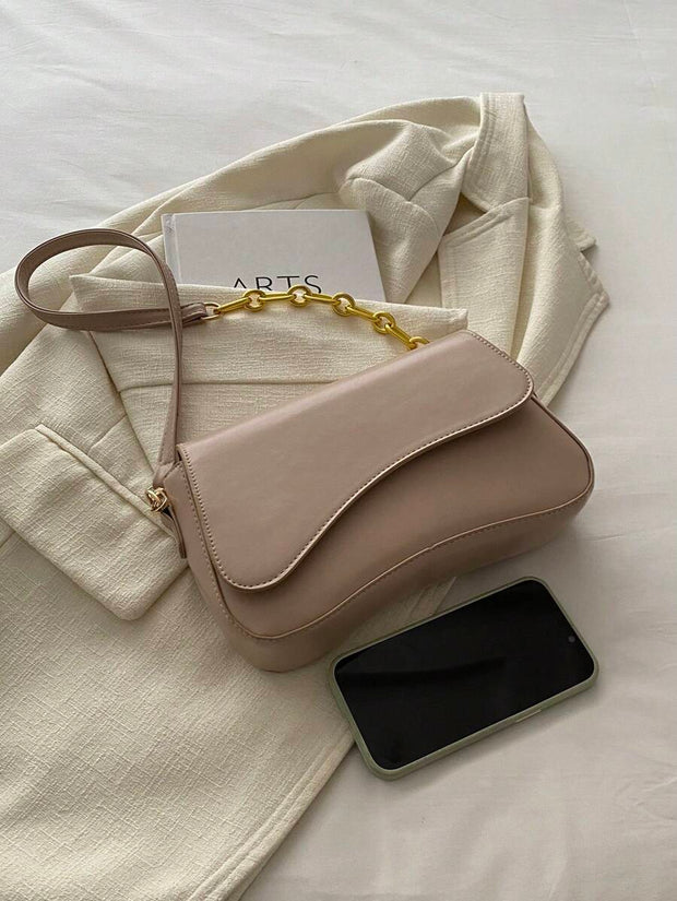 Minimalist Solid Color Shoulder Flap Bag, Classic Textured Crossbody Bag Purse For Women - Luxe Ladies Moda