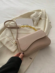 Minimalist Solid Color Shoulder Flap Bag, Classic Textured Crossbody Bag Purse For Women - Luxe Ladies Moda