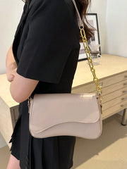 Minimalist Solid Color Shoulder Flap Bag, Classic Textured Crossbody Bag Purse For Women - Luxe Ladies Moda