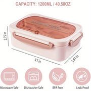 Bento Box for Adult, 1200 ML Lunch Containers for Adults, LeakProof Lunch Box with Utensils, BPA Free, 3 Compartment Bento Box Microwave Safe - Luxe Ladies Moda