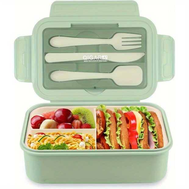 Bento Box for Adult, 1200 ML Lunch Containers for Adults, LeakProof Lunch Box with Utensils, BPA Free, 3 Compartment Bento Box Microwave Safe - Luxe Ladies Moda