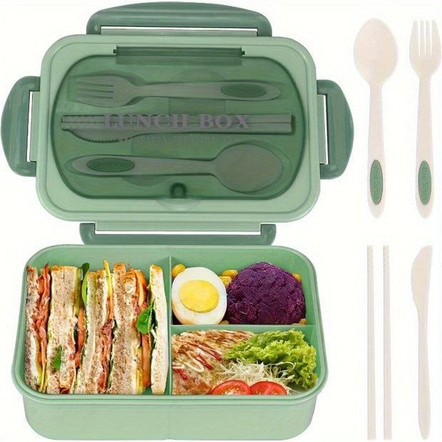 Bento Box for Adult, 1200 ML Lunch Containers for Adults, LeakProof Lunch Box with Utensils, BPA Free, 3 Compartment Bento Box Microwave Safe - Luxe Ladies Moda