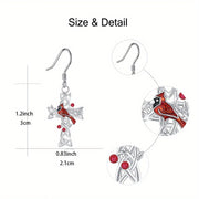 Fashionable Cardinal Bird & Cross Jewelry Set – Necklace, Earrings, Bracelet & Ring