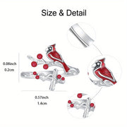 Fashionable Cardinal Bird & Cross Jewelry Set – Necklace, Earrings, Bracelet & Ring