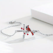 Fashionable Cardinal Bird & Cross Jewelry Set – Necklace, Earrings, Bracelet & Ring