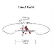 Fashionable Cardinal Bird & Cross Jewelry Set – Necklace, Earrings, Bracelet & Ring