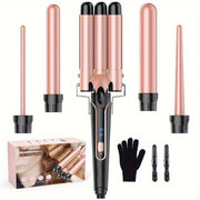 5-in-1 Waver Curling Iron Wand Set – Fast Heating 3 Barrel Hair Crimper for All Hair Types - Luxe Ladies Moda