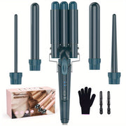5-in-1 Waver Curling Iron Wand Set – Fast Heating 3 Barrel Hair Crimper for All Hair Types - Luxe Ladies Moda