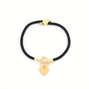 18K Gold Plated Initial Heart Charm Bracelet for Women, Classic Simple Adjustable Rope Stainless Steel Bangle, Daily Wear Jewelry – No Mosaic, Fits All Seasons - Luxe Ladies Moda