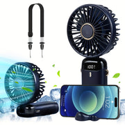 Portable Mini Handheld Fan - 5000mAh USB Rechargeable, Touch Control, 5-Speed Foldable Fan, LED Display, For Home, Office, Outdoor Hand Held/Desk/Neck Fan 3 In 1 Mini Fan With Base - Luxe Ladies Moda