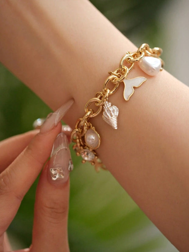 1pc Vacation Style Starfish & Shell Pendant Bracelet - Luxe Ladies Moda
