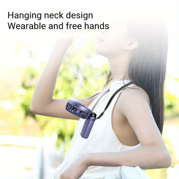 Portable Mini Handheld Fan - 5000mAh USB Rechargeable, Touch Control, 5-Speed Foldable Fan, LED Display, For Home, Office, Outdoor Hand Held/Desk/Neck Fan 3 In 1 Mini Fan With Base - Luxe Ladies Moda