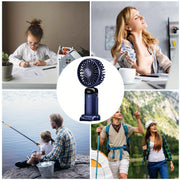 Portable Mini Handheld Fan - 5000mAh USB Rechargeable, Touch Control, 5-Speed Foldable Fan, LED Display, For Home, Office, Outdoor Hand Held/Desk/Neck Fan 3 In 1 Mini Fan With Base - Luxe Ladies Moda