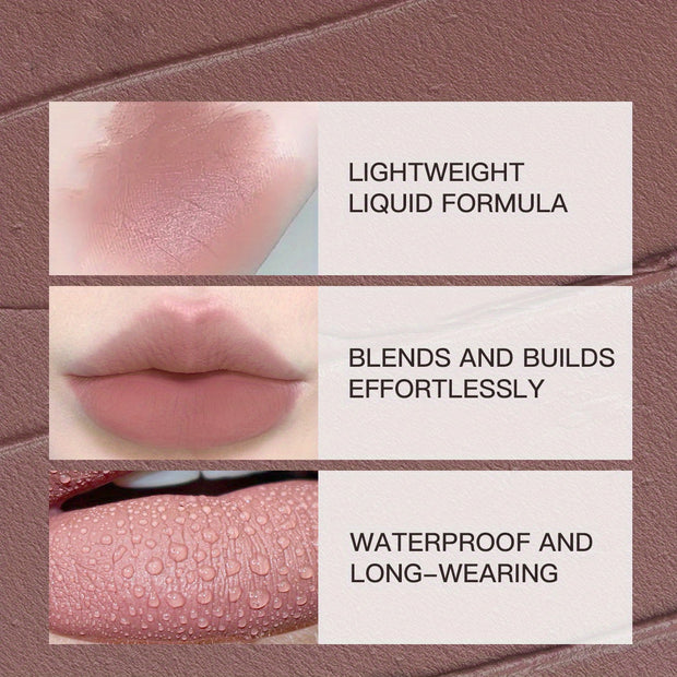 2pcs Ink The Velvet Lip Tint, Liquid Lipstick, 6 Colors Small Milk Bottle Lip Glaze Velvet Matte Lip Gloss Lip Makeup, Nude Lip Glaze - Luxe Ladies Moda