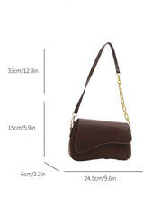 Minimalist Solid Color Shoulder Flap Bag, Classic Textured Crossbody Bag Purse For Women - Luxe Ladies Moda