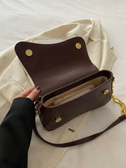 Minimalist Solid Color Shoulder Flap Bag, Classic Textured Crossbody Bag Purse For Women - Luxe Ladies Moda