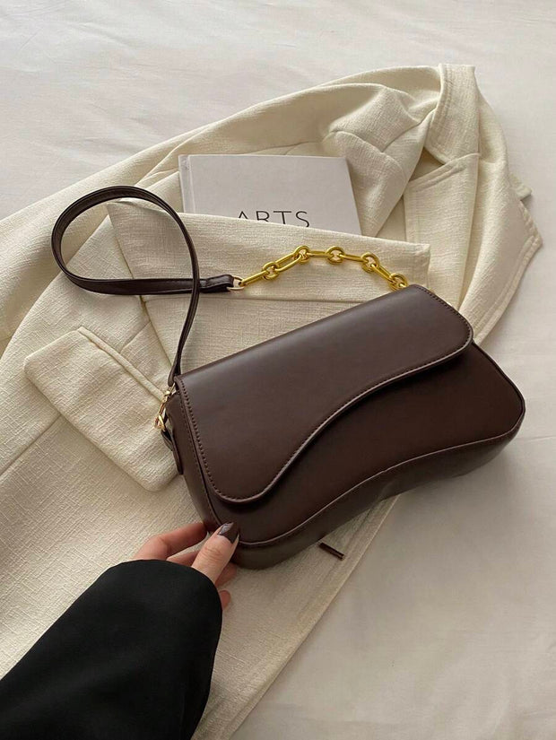 Minimalist Solid Color Shoulder Flap Bag, Classic Textured Crossbody Bag Purse For Women - Luxe Ladies Moda
