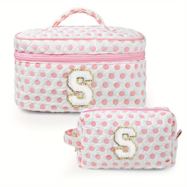 Initial Cotton 2 Makeup Bag Cosmetic Bag Travel Makeup Bag Personalized Mothers Day Birthday Gifts for Women - Luxe Ladies Moda
