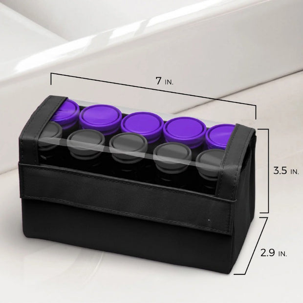 Travel Size 1.25" Ceramic Hot Hair Rollers – 10-Piece Compact Set with Anti-Static & Ionic Technology - Luxe Ladies Moda