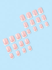 24pcs White French Tip False Press On Nails Short Length Full Cover Pink Nude White Fake Nails Set For Women Girls Nail Supplies - Luxe Ladies Moda